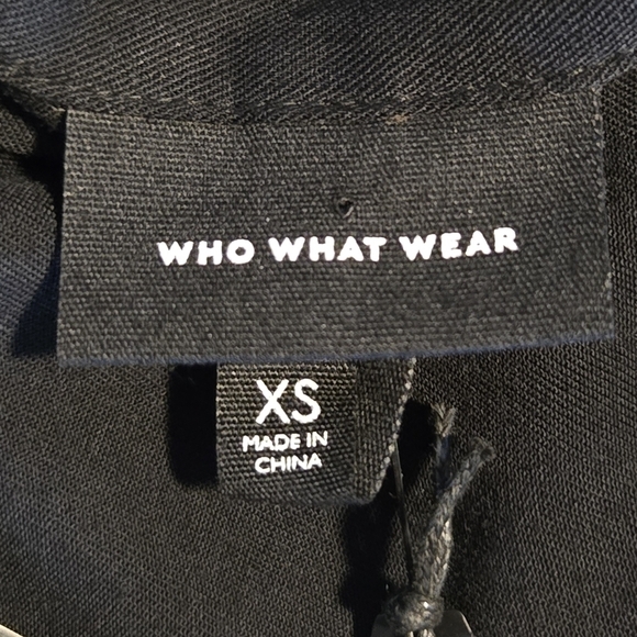 WHO WHAT WEAR Womens Black Button Up Collar Tie Belt Shirt Dress Size XS - Picture 8 of 13